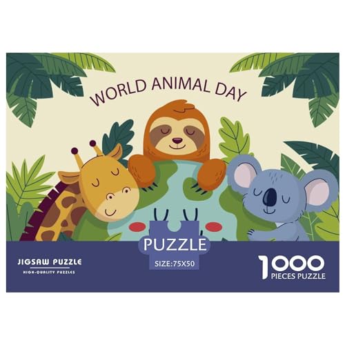 Puzzles für Erwachsene, 1000 Teile, Klassische Kindertiere, Holzpuzzle, entspannendes Puzzlespiel, Denksportaufgaben, 1000 Teile (75 x 50 cm) von GQmoney