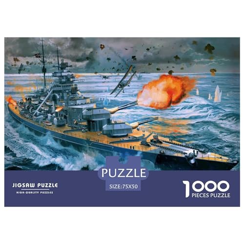 Puzzles für Erwachsene, 1000 Teile, Schlachtschiff Bismarck, Puzzles für Erwachsene, herausforderndes Spiel, Denksportaufgaben, 1000 Teile (75 x 50 cm) von GQmoney