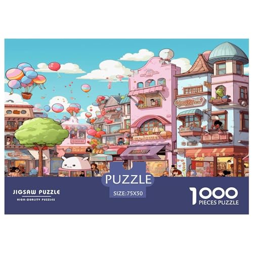 Puzzles für Erwachsene, 1000 Teile, Straßenszenen-Puzzles für Erwachsene, Holzbrett-Puzzles, lustiges Geschenk, 1000 Teile (75 x 50 cm) von GQmoney