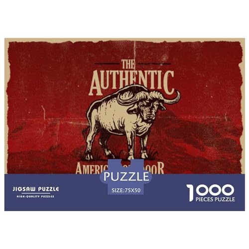 Puzzles für Erwachsene, 1000-teilige Puzzles für Erwachsene, Retro-Tier-Yak, kreative rechteckige Puzzles, Holzpuzzle, Puzzle 1000 Teile (75 x 50 cm) von GQmoney