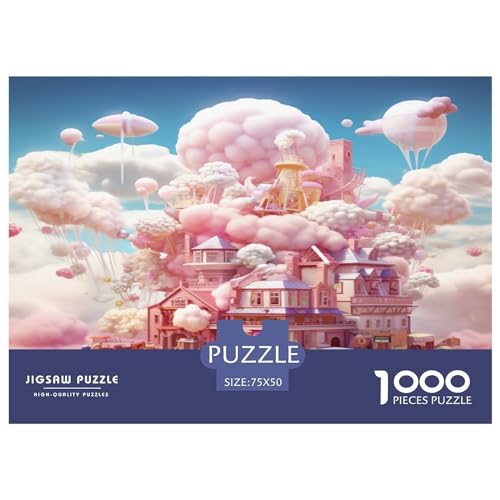 Puzzles für Erwachsene, 1000-teiliges Puzzle für Erwachsene, Pink Girl Castle, kreative rechteckige Puzzles, Holzpuzzle, Puzzle 1000 Teile (75 x 50 cm) von GQmoney