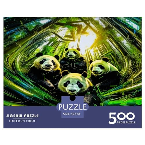 Puzzles für Erwachsene, 500 Teile, Pandas, kreative Holzpuzzles, praktisches Spiel, Puzzle, Familiendekoration, 500 Teile (52 x 38 cm) von GQmoney