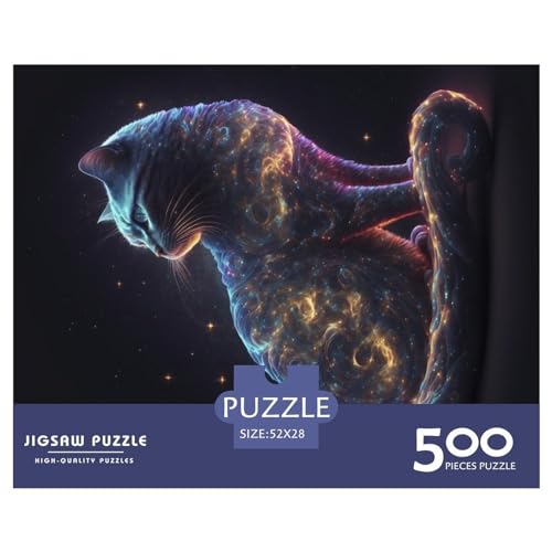 Puzzles für Erwachsene, 500 Teile, Sternenhimmel-Katzenpuzzles für Erwachsene, Holzbrettpuzzles, lustiges Geschenk, 500 Teile (52 x 38 cm) von GQmoney