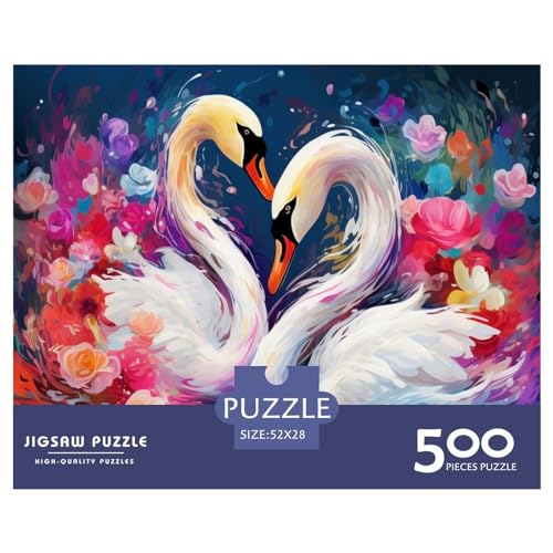 Puzzles für Erwachsene, 500-teiliges Puzzle für Erwachsene, Kunsttiere, Flamingos, kreative rechteckige Puzzles, Holzpuzzle, Puzzle 500 Teile (52 x 38 cm) von GQmoney
