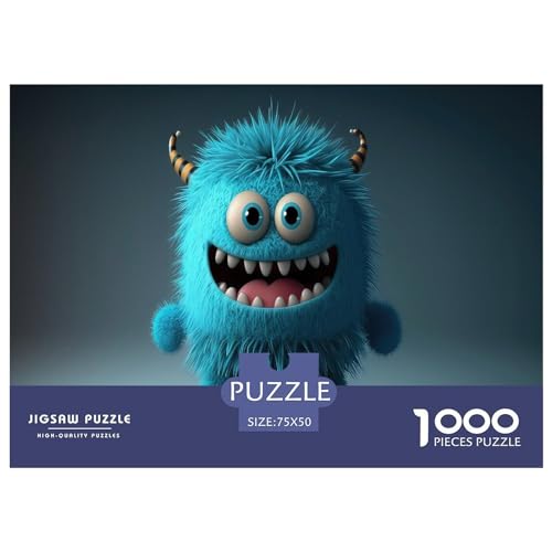Puzzles für Erwachsene, Cartoon-Monster, Holzpuzzle, 1000 Teile, kreatives rechteckiges Puzzle, Denksportaufgaben, Spiel, 1000 Teile (75 x 50 cm) von GQmoney