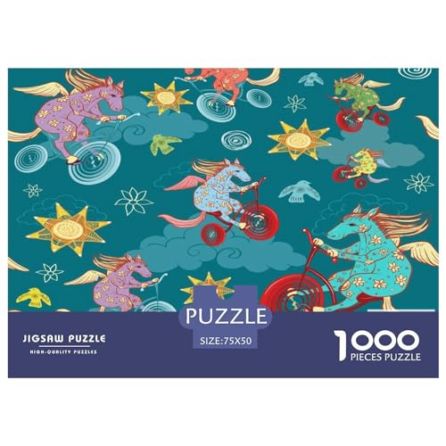 Puzzles für Erwachsene, Fahrradpferd, Holzpuzzle, 1000 Teile, kreatives rechteckiges Puzzle, Denksportaufgaben, Spiel, 1000 Teile (75 x 50 cm) von GQmoney