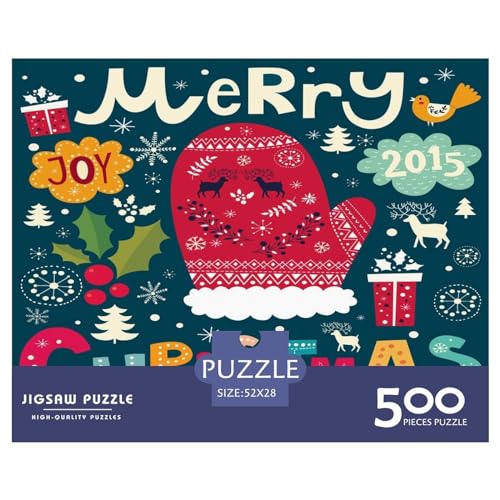 Puzzles für Erwachsene und Kinder, Weihnachts-Holzpuzzle, 500 Teile, kreatives rechteckiges Puzzle, Denksportaufgaben, Spiel, 500 Teile (52 x 38 cm) von GQmoney