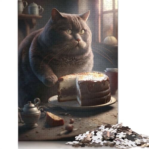 Quadratisches Puzzle, 1500 Teile, Fantasy-Katzenkuchen für Erwachsene, Holzpuzzle für Heimdekoration, 1500 Teile (85 x 57 cm) von GQmoney