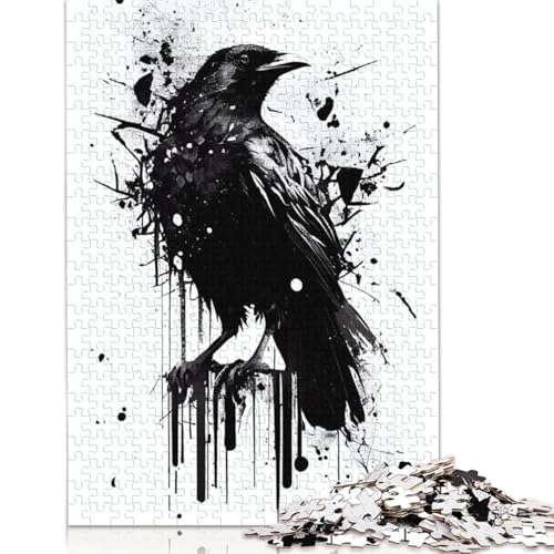 Rabe, Schwarz-Weiß-Puzzle für Erwachsene, kreative Spiele, Puzzle, Geschenk für Jungen oder Mädchen, 520 Teile (52 x 38 cm) von GQmoney