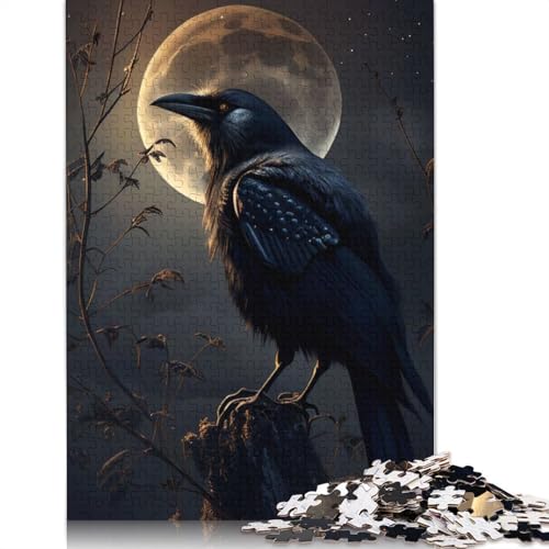 Rabennacht-Mond-Puzzles für Erwachsene, schwierige, Harte Denksportaufgaben für Erwachsene und Kinder, 1000 Teile (75 x 50 cm) von GQmoney