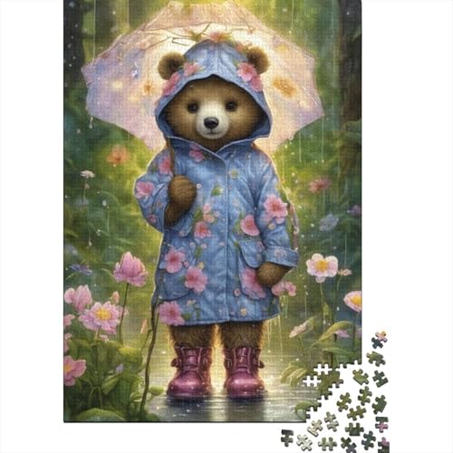 Raincoat Bear Puzzle, schwierig, 100% recycelter Karton, Puzzle für Damen und Herren, 1000 Teile (38 x 26 cm) von GQmoney