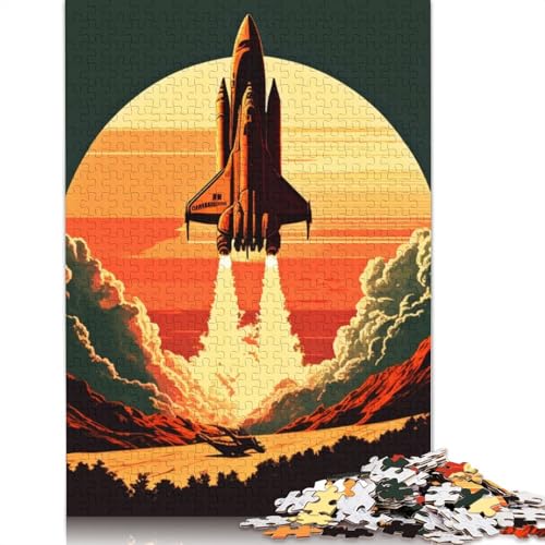 Rakete im Weltraum, 1000-teiliges Puzzle für Erwachsene, Spielzeug, Denkspiel, Lernspiel für Erwachsene, Stressabbau, Heimdekoration, 1000 Teile (38 x 26 cm) von GQmoney