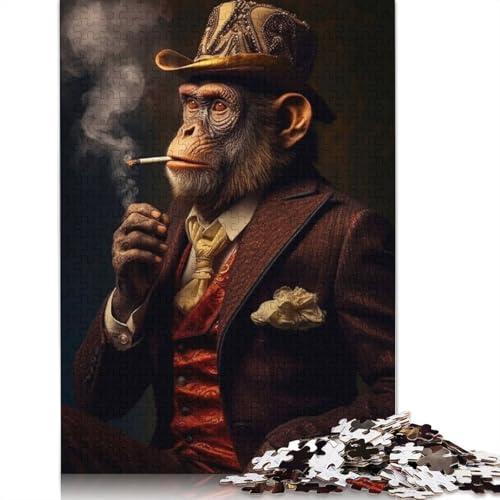 Rauchender AFFE, Puzzle für Erwachsene und Kinder, 520 Teile, unmögliche Herausforderung, Spielzeug, Lernspiele, Heimdekoration, Geschenke, 520 Teile (52 x 38 cm) von GQmoney