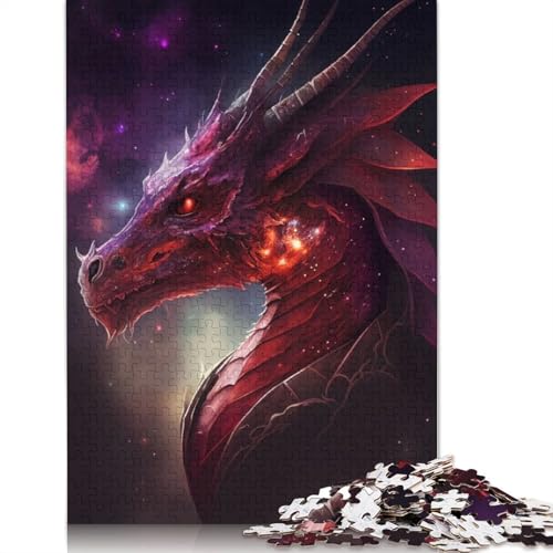 Red Space Dragon Puzzles 1000 Teile für Teenager Geschenke Holzpuzzle Erwachsenenpuzzle Familienspaß Puzzles 1000 Stück (75x50cm) von GQmoney