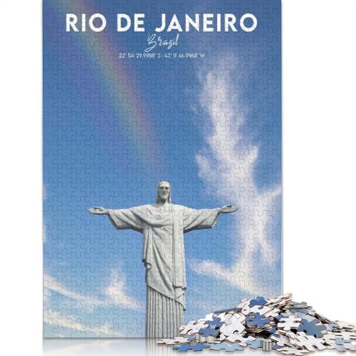 Rio Puzzle mit 1000 Teilen für Erwachsene, 100% recycelte Holzplatte, schwierige Puzzles für Frauen und Männer, 1000 Teile (75 x 50 cm) von GQmoney