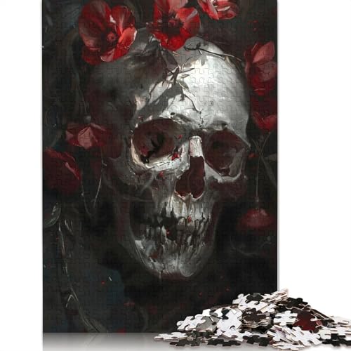 Rompecabezas de 1000 piezas Con diseño de Calavera y Flores Rojas Para adultos y Teenagers. Juego educativo Para adultos (1000 Piezas, 75 x 50 cm). von GQmoney