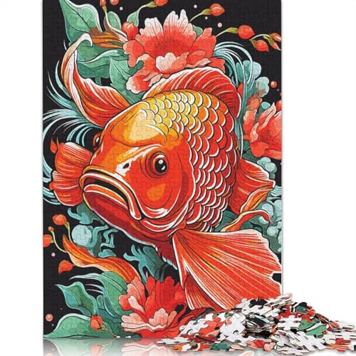 Rote Fisch-Puzzles für Erwachsene und Kinder. Tolles Geschenk, herausforderndes Spielzeug, Lernspiele, Heimdekoration für Erwachsene und Kinder ab 14 Jahren, 520 Teile (52 x 38 cm) von GQmoney