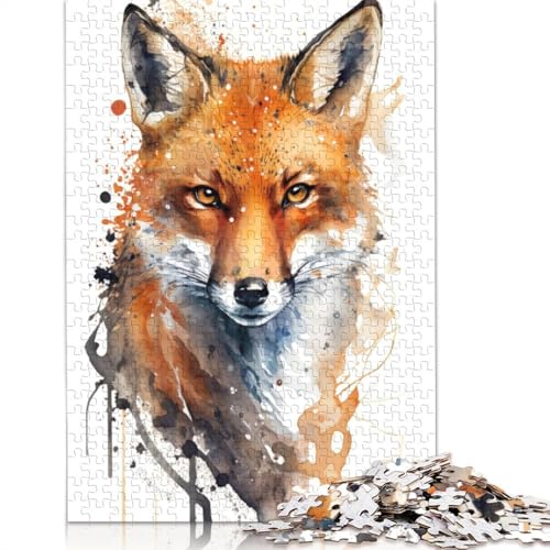 Roter Fuchs in Aquarell, Puzzle für Erwachsene, 520 Teile, kreative Spiele, Puzzle, Geschenke für Männer, für Frauen, Männer, 520 Teile (52 x 38 cm) von GQmoney