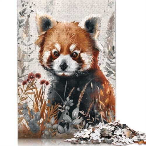 Roter Panda Aquarell-Puzzle für Erwachsene und Kinder. Unmögliches Herausforderungsspielzeug, Lernspiele, Heimdekoration, ab 14 Jahren, 520 Teile (52 x 38 cm) von GQmoney