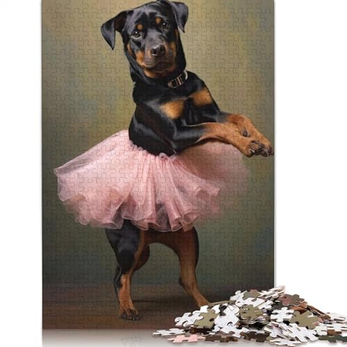 Rottweiler-Ballerina-Puzzle für Erwachsene und Kinder. 520 Teile, skurrile Herausforderung, Spielzeug, Lernspiele, Heimdekoration, Geschenke, 520 Teile (52 x 38 cm) von GQmoney