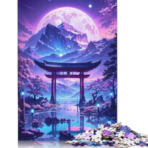 Sakura Moonlit Lake Puzzle 1000 Teile für Erwachsene, Weihnachtsgeschenke, Puzzles für Erwachsene, Lernspielzeug, 1000 Teile (75 x 50 cm) von GQmoney