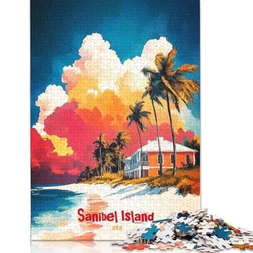 Sanibel Island Art Poster, 520 Puzzles für Erwachsene, Spielzeug, Lernspiel, Herren-Puzzles für Erwachsene, für Erwachsene, Teenager, 520 Teile (52 x 38 cm) von GQmoney