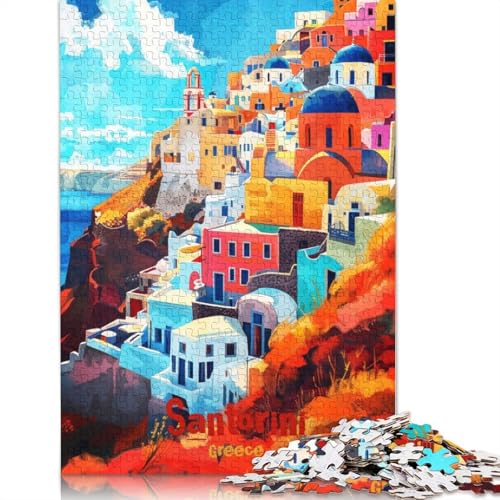 Santorini-Kunstposter, Puzzle für Erwachsene, Spielzeug, Lernspiel, schwierige Puzzles für Kinder ab 12 Jahren, 520 Teile (52 x 38 cm) von GQmoney