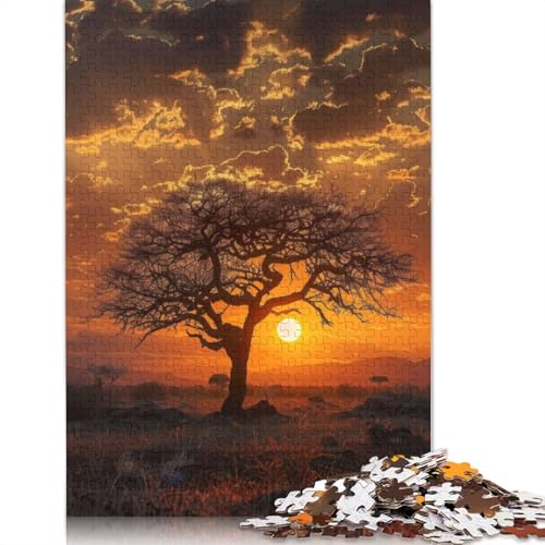 Savannen-Sonnenuntergang-Puzzle für Erwachsene, Spielzeug, Lernspiel, schwierige Puzzles für Kinder ab 12 Jahren, 520 Teile (52 x 38 cm) von GQmoney