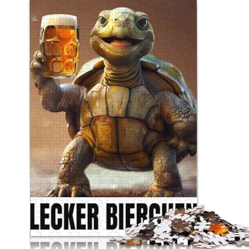 Schildkrte Bier 1000-teiliges Puzzle für Erwachsene und ab 18 Jahren – Familienaktivitäts-Puzzle, Lernspiele, schwierig und herausfordernd (38 x 26 cm) von GQmoney
