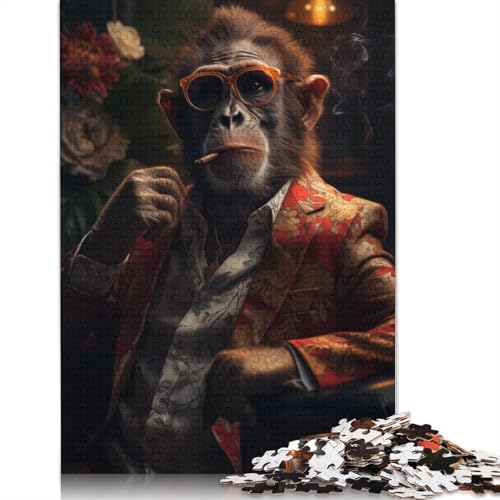 Schimpansen- und Pustepuzzle für Erwachsene und Kinder. Unmögliches Herausforderungsspielzeug, Lernspiele, Heimdekoration, ab 14 Jahren, 1000 Teile (75 x 50 cm) von GQmoney