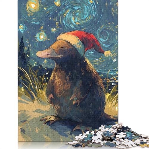 Schnabeltier mit Weihnachtsmütze, Puzzle für Erwachsene, 1000-teiliges Puzzle für Teenager, Lernspiel, Herausforderung, Spielzeug, 1000 Teile (38 x 26 cm) von GQmoney