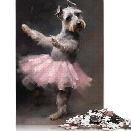Schnauzer-Ballerina-Puzzle für Erwachsene und Kinder. Skurriles Herausforderungsspielzeug, Lernspiel, Heimdekoration, ab 14 Jahren, 520 Teile (52 x 38 cm) von GQmoney