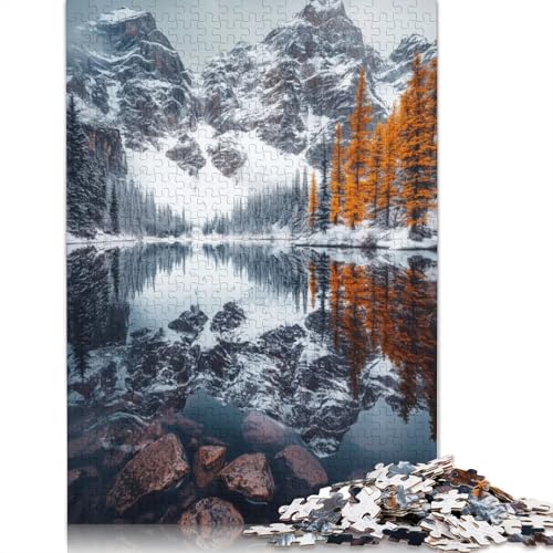 Schneebedeckte Bergreflexion, Puzzle für Erwachsene, Premium-Puzzle aus 100% recyceltem Brett, schwierige Puzzles für Kinder ab 12 Jahren, 1000 Teile (75 x 50 cm) von GQmoney