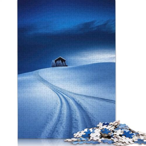 Schneebedeckte Hüttenlandschaft, Puzzle für Erwachsene, Spielzeug, Lernspiel, schwierige Puzzles für Kinder ab 12 Jahren, 1000 Teile (75 x 50 cm) von GQmoney
