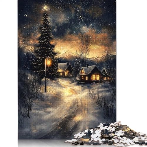 Schneebedecktes Weihnachtsdorf-Puzzle für Erwachsene, 1000-teiliges Puzzle für Teenager, Lernspiel, Herausforderungsspielzeug, 1000 Teile (38 x 26 cm) von GQmoney