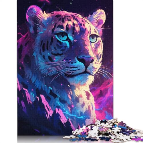 Schneeleopard-Aurora-Puzzle für Erwachsene und Kinder. Unmögliches Herausforderungsspielzeug, Lernspiel, Heimdekoration, ab 14 Jahren, 520 Teile (52 x 38 cm) von GQmoney