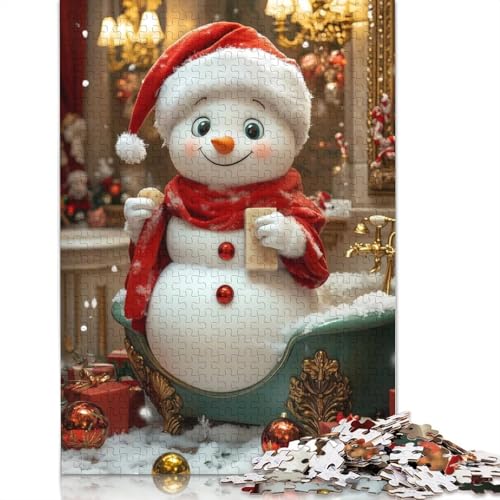Schneemann in Einer Badewanne, Puzzle für Erwachsene, 1000 Teile, Papierpuzzles für Jugendliche ab 12 Jahren, 1000 Teile (75 x 50 cm) von GQmoney