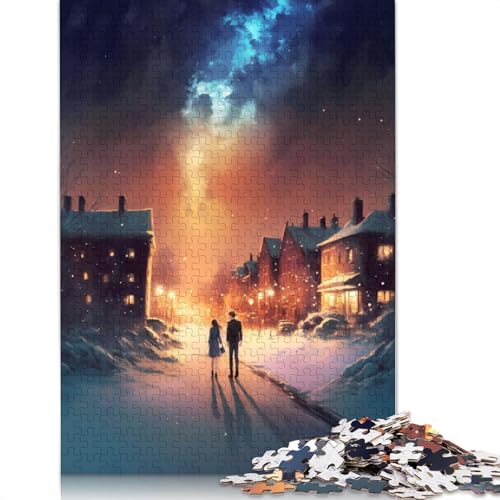 Schneepaar-Landschaftspuzzle für Erwachsene, herausfordernd und knifflig, Herrenpuzzles für Erwachsene für Jungen oder Mädchen, 520 Teile (52 x 38 cm) von GQmoney