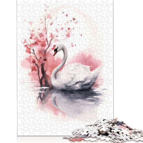 Schwan-Aquarell-Puzzle für Erwachsene, kreative Spiele, Puzzle, Geschenk für Jungen oder Mädchen, 520 Teile (52 x 38 cm) von GQmoney
