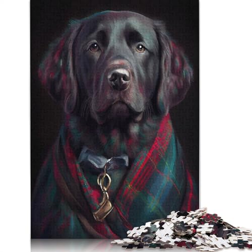 Schwarzes Labrador-Porträt-Puzzle für Erwachsene und Kinder. Skurrile Herausforderung, Spielzeug, Lernspiele, Heimdekoration, Geschenke, 1500 Teile (85 x 57 cm) von GQmoney