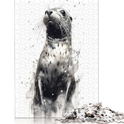 Seal Beauty Black Ink Puzzles für Erwachsene, 1000 Teile, Puzzles für Erwachsene und Teenager ab 12 Jahren, 1000 Teile (75 x 50 cm) von GQmoney