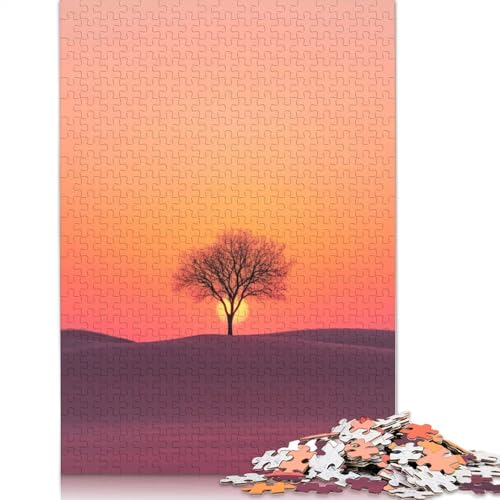 Silhouette-Baum-Sonnenuntergang-Puzzle für Erwachsene, kreative Spiele, Puzzle-Geschenk für Jungen oder Mädchen, 1500 Teile (85 x 57 cm) von GQmoney