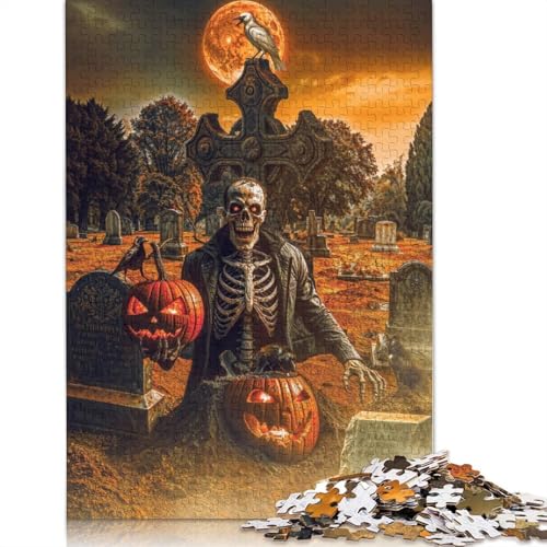 Skelett mit Kürbissen an Halloween, 1000-teiliges Puzzle für Teenager, Geschenke, Papierpuzzle, Puzzle für Erwachsene, Lernspiele für zu Hause, DIY-Spielzeug (75 x 50 cm) von GQmoney
