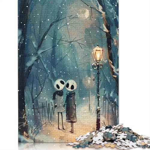 Skelettpaar auf einem Winterspaziergang, Puzzle für Erwachsene, 1000-teiliges Puzzle für Teenager ab 12 Jahren, 1000 Teile (75 x 50 cm) von GQmoney