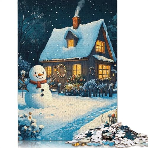 Snowy Cottage Weihnachtspuzzle für Erwachsene, 1000 Teile, Papierpuzzles für Jugendliche ab 12 Jahren, 1000 Teile (38 x 26 cm) von GQmoney