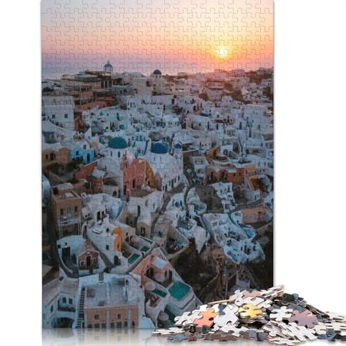 Sonnenaufgang über Oia Santorini, Puzzlespielzeug für Erwachsene, Lernspiel, Puzzlespiele für Erwachsene für Frauen und Männer, 1000 Teile (75 x 50 cm) von GQmoney