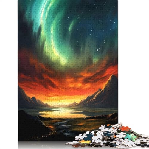 Sonnenuntergang-Aurora-Landschafts-Puzzle für Erwachsene, 520 Teile, Heimdekoration, ungewöhnliche Puzzles für Erwachsene, für Jungen oder Mädchen, 520 Teile (52 x 38 cm) von GQmoney
