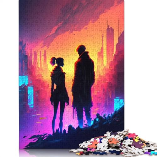 Sonnenuntergang-Cyberpunk-Landschafts-Puzzle, 520 Teile, herausfordernde und knifflige schwierige Puzzles für Erwachsene, für Erwachsene und Teenager, 520 Teile (52 x 38 cm) von GQmoney