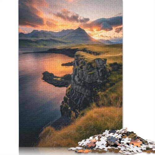 Sonnenuntergangsglühen auf Snfellsnes, rechteckiges Puzzle aus Pappe, Geschenk für Kinder ab 12 Jahren, 1000 Teile (75 x 50 cm) von GQmoney