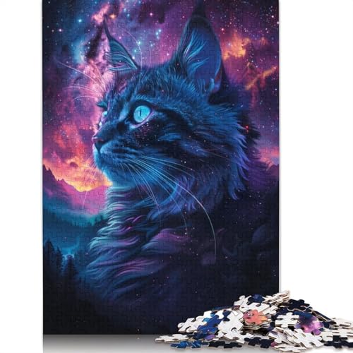 Space Cat Galaxy Puzzles für Erwachsene und Kinder. Unmögliches Herausforderungsspielzeug, Lernspiele, Heimdekoration, ab 14 Jahren, 520 Teile (52 x 38 cm) von GQmoney